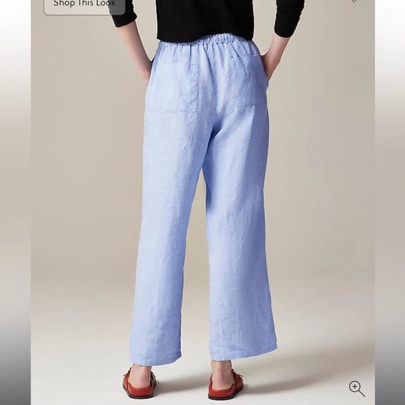 J Crew Womens Petite Soleil Pant In Linen Pull On French Blue MP - Picture 2 of 7